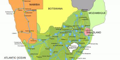 Карта на Лесото и јужна африка