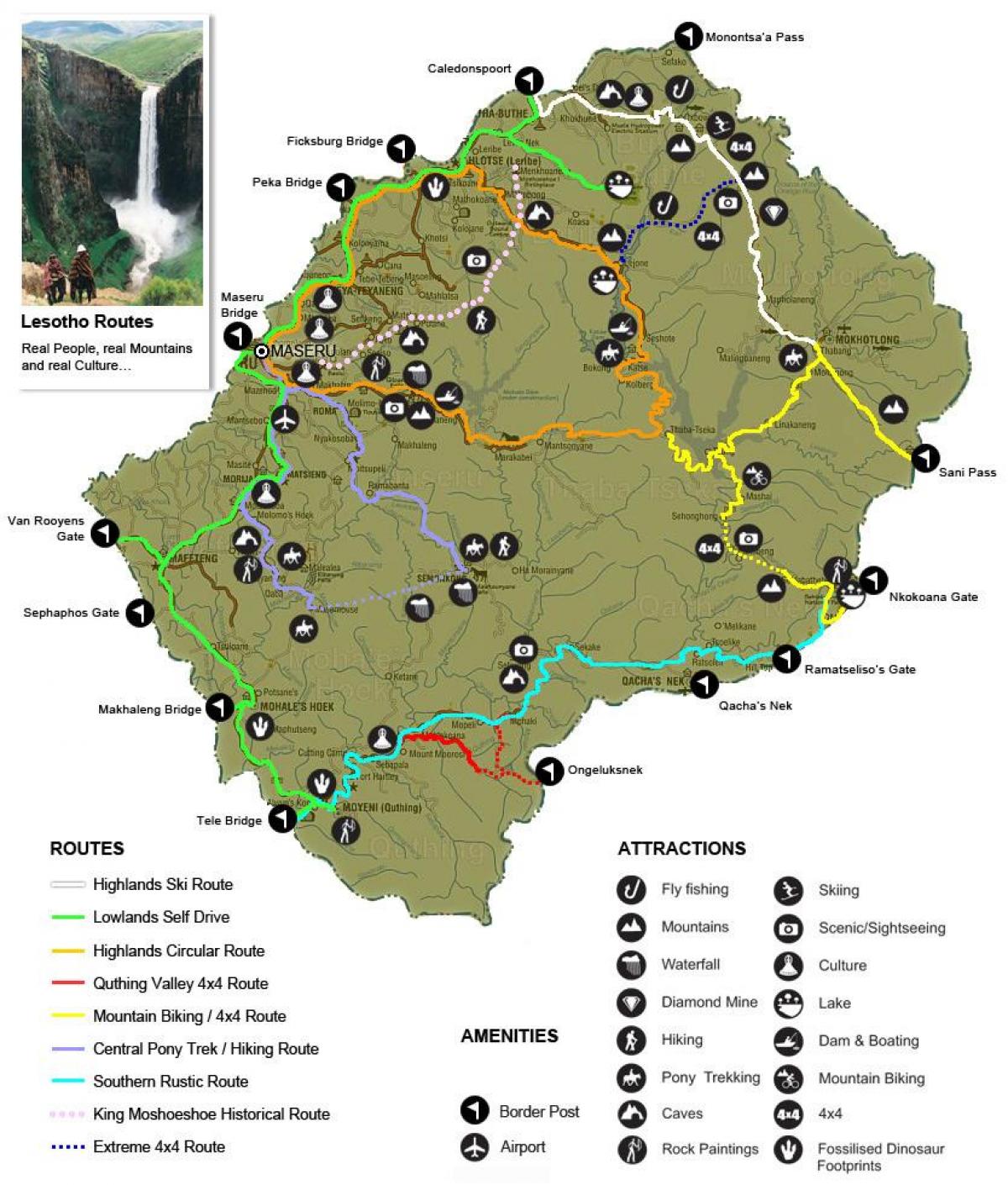 карта на Лесото туристички
