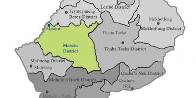 Карта на Лесото покажува области